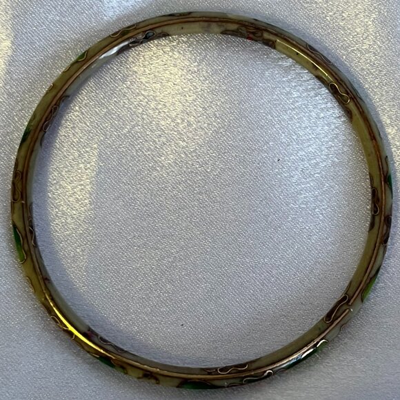 Vintage Asian‑Inspired Hand‑Painted Tan Enamel Bangle Bracelet – Buy 2/Get 3 - Picture 5 of 7